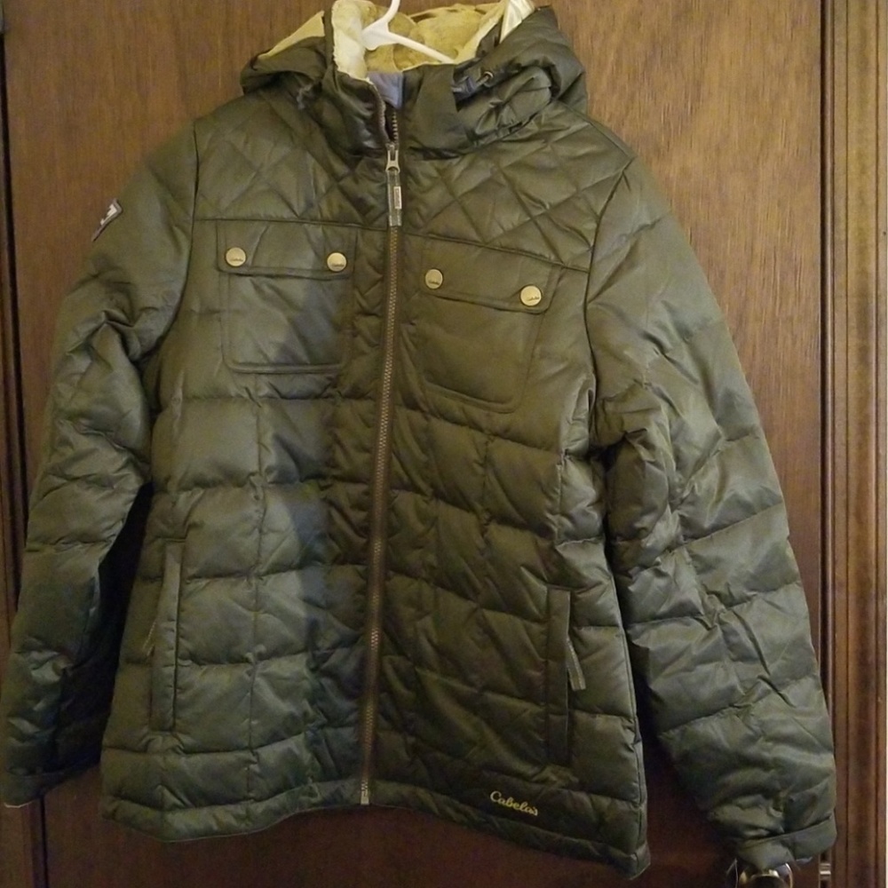 Womens Cabela Green Down Winter Coat sz M